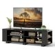 Costway - 59'' Wood TV Stand Console Storage Entertainment Media Center w/ Adjustable Shelf Black - Black