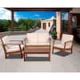 Amazonia Murano 4-Piece Eucalyptus Patio Conversation Set with Off-White Cushions
