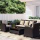 Atlantic Contemporary Lifestyle Atlantic Bradley 4-Piece Black Synthetic Wicker Patio Seating Set with Light Grey Cushions