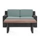 CROSLEY FURNITURE Beaufort 2-Piece Wicker Patio Outdoor Seating Set with Mist Cushion - Loveseat, Coffee Table