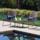 Hanover 3-Piece Wicker Bistro Set Modern Outdoor Furniture Set 2 Chairs, 15in. Side Table w/ Steel Frames and Navy Cushions