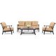 Nuu Garden 4-Piece Aluminum Patio Conversation Set with Yellow Cushion