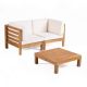 Noble House Jonah Teak 2-Piece Wood Outdoor Patio Deep Seating Set with Beige Cushions - Loveseat, Coffee Table
