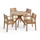 Noble House Stamford Teak Brown 5-Piece Wood Outdoor Dining Set with X Base