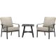 Hanover Cortino 3-Piece Commercial Rust-Free Aluminum Patio Conversation Set with Sunbrella Tan Cushions and Slat-Top Side Table