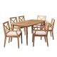 Noble House Llano Teak Brown 7-Piece Wood Outdoor Dining Set with Cream Cushions