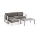 Noble House Cape Coral Silver 3-Piece Aluminum Patio Conversation Set with Khaki Cushions
