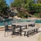 Noble House Cooper Grey 6- Piece Faux Rattan Outdoor Patio Dining Set