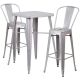 Carnegy Avenue Silver 3-Piece Metal Square Outdoor Bistro Set