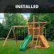 Gorilla Playsets Professionally Installed Outing III Wooden Outdoor Playset with Monkey Bars, Rock Wall, Slide, and Swing Set Accessories