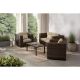 Hampton Bay Fernlake 4-Pc Brown Wicker Outdoor Patio Deep Seating Set with CushionGuard Putty Tan Cushions