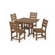 POLYWOOD Grant Park Teak 5-Piece Plastic Side Chair Outdoor Dining Set