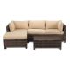 EDYO LIVING 3-Piece Wicker Patio Sectional Seating Set with Beige Cushions