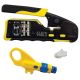 Klein Tools Ratcheting Pass-Thru Modular Crimper, Combination Radial Stripper and (20-Pack) Pass-Thru Modular Data Plugs CAT6