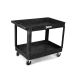 Toter 550 lbs. Capacity 44 in. x 25.3 in. x 32.3 in. Black Plastic 2-Tier 4-Wheeled Lipped Top Straight Handle Utility Cart UCL00-S0002
