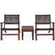 Costway Brown 3-Piece Wood Patio Conversation Seating Set