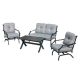 TOP HOME SPACE 4-Piece Metal Patio Conversation Set with Gray Cushions
