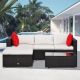 Outsunny 5-Piece Steel Plastic Rattan Patio Conversation Set with White Cushions