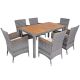 Gymax 7-Piece Wood and Wicker Outdoor Dining Set Patio Acacia Furniture Set with Beige Cushions