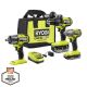 RYOBI ONE+ HP 18V Brushless Cordless 3-Tool Combo Kit w/Hammer Drill, Impact Driver, Impact Wrench, Batteries, Charger, & Bag