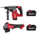 Milwaukee M18 FUEL 18V Lithium-Ion Brushless Cordless 1 in. SDS-Plus Rotary Hammer with Grinder and Two 6.0 Ah Batteries