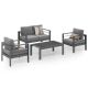 SUNVIVI Grey 4-Piece Aluminum Patio Conversation Set with Dark Grey Cushions