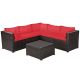 Costway 6-Piece Wicker Outdoor Sectional with CushionGuard Red Cushions