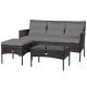 Costway 3-Piece Plastic Wicker Outdoor Sectional Set with Gray Cushions