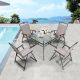 Crestlive Products 5-Piece Metal Square Outdoor Dining Set in Beige