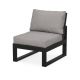 POLYWOOD Modular Black 1-Piece Plastic Outdoor Sectional with Grey Mist Cushions