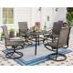PHI VILLA Black 5-Piece Metal Square Patio Outdoor Dining Set with Table and Textilene Swivel Chairs