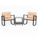 Barton 3-Piece Wicker Outdoor Bistro Rocking Set with Cream Cushions