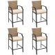 Gymax 5-Piece Metal Patio Bar Stool and Table Set Outdoor Bistro Furniture Set with Beige Cushions