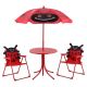 FORCLOVER 3-Piece Iron Kids Patio Folding Table and Chairs Set with Umbrella