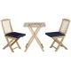 Outsunny 3-Piece Wood Outdoor Bistro Set with Blue Cushions