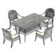 Unbranded 5-Piece Cast Aluminum Outdoor Dining Set with Random Colors Cushion