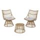 Noble House Jabe Light Brown 3-Piece Wicker Outdoor Patio Conversation Set with Beige Cushions