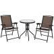 Alpulon Brown 3-Piece Metal Bistro Set with Folding Chairs and Glass Table