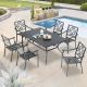 ULAX FURNITURE 7-Piece Metal Outdoor Dining Set with Stackable Dining Armchairs and Steel Table