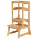 SDADI Mother's Helper Natural Wood Adjustable Height Kids Kitchen Step Stool LT05N