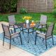 PHI VILLA Black 5-Piece Metal Outdoor Patio Dining Set with Slat Square Table and Stackable Aluminum Chairs