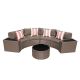 Freestyle Sunsitt Brown 7-Piece Wicker Outdoor Half Moon Sectional with Grey Brown Cushions