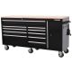 Husky Standard Duty 72 in. W x 20 in. D 10-Drawer Black Mobile Workbench Cabinet with Solid Wood Top
