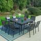 PHI VILLA 9-Piece Metal Outdoor Dining Set with Square Table and Stackable Chairs