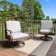 EGEIROSLIFE Swivel Rockers Chairs 3-Piece Aluminum Patio Conversation Set with End Table and Gray Cushions