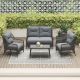 CORVUS Vasconia 4-Piece Brown Wicker Outdoor Patio Conversation Seating Set with Gray Cushions
