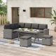 CORVUS Leonore 5-Piece Rattan Wicker Outdoor Patio Conversation Set with Dark Gray Cushions