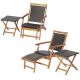 Costway 4-Piece Wicker Patio Conversation Set Rattan Folding Lounge Chair Table with Retractable Footrest