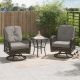 CORVUS Livorno Brown 3-piece Steel Wicker Patio Swivel Chair Set with Dark Gray Cushions