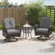 CORVUS Livorno Brown 3-piece Steel Wicker Patio Swivel Chair Set with Gray Cushions